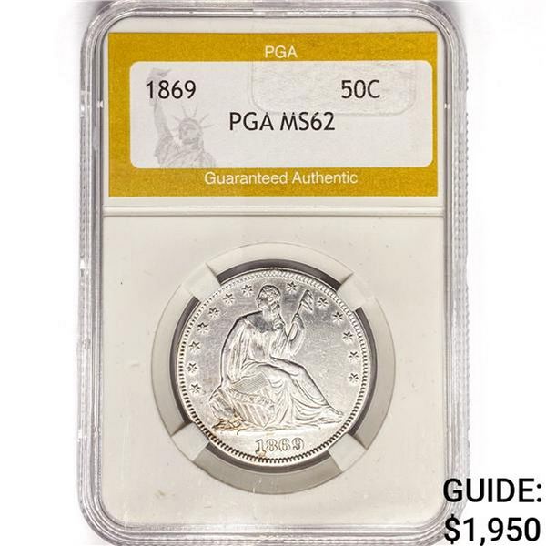 1869 Seated Liberty Half Dollar PGA MS62