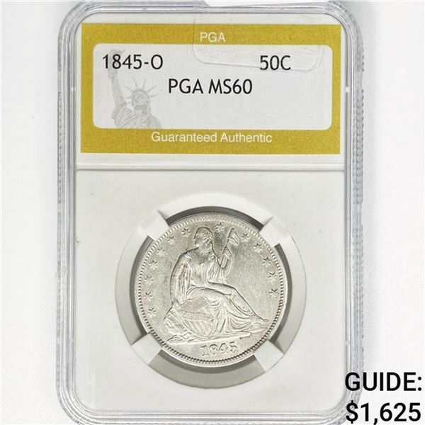 1845-O Seated Liberty Half Dollar PGA MS60