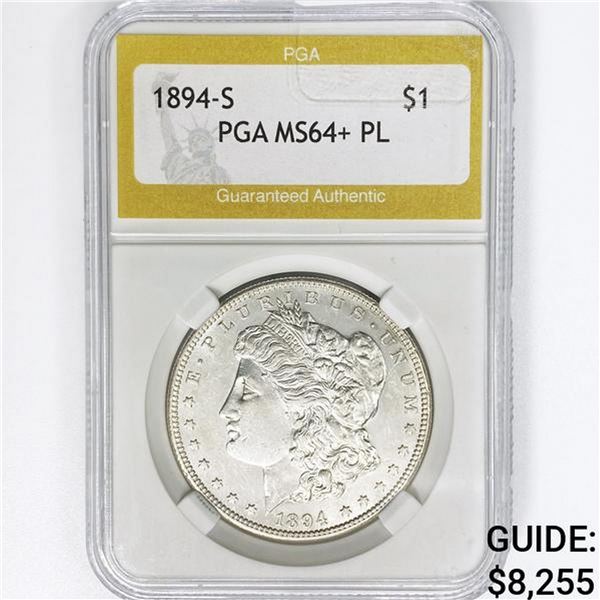 1894-S Morgan Silver Dollar PGA MS64+ PL