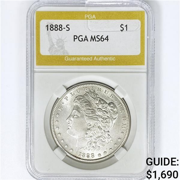 1888-S Morgan Silver Dollar PGA MS64