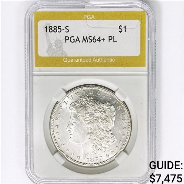 1885-S Morgan Silver Dollar PGA MS64+ PL