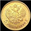 Image 2 : 1898 .1245oz Gold Russia 5 Roubles UNCIRCULATED