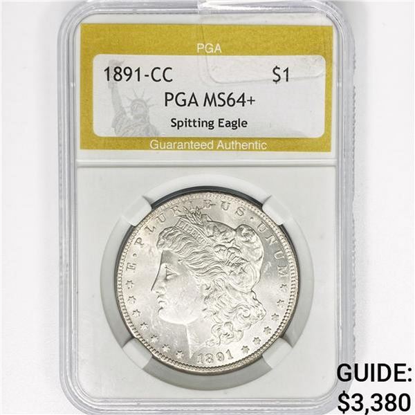 1891-CC Morgan Silver Dollar PGA MS64+ Spit. Eagle