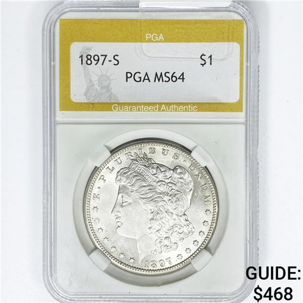 1897-S Morgan Silver Dollar PGA MS64