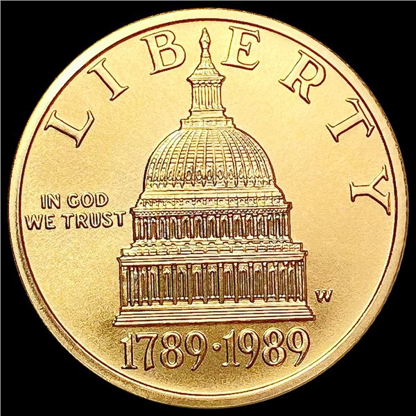 1989 1/4oz Gold Constitut. Bicent. $5 SUPERB GEM BU