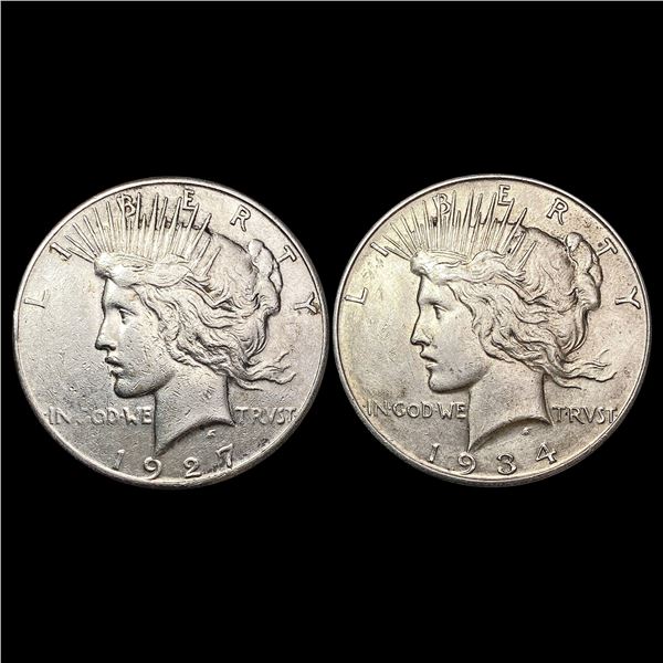 [2] 1927-S&1934-D Silver Peace Dollar CLOSELY UNCIRCULATED