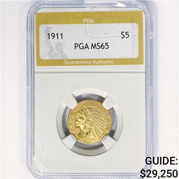 1911 $5 Gold Half Eagle PGA MS65