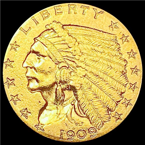 1909 $2.50 Gold Quarter Eagle CLOSELY UNCIRCULATED
