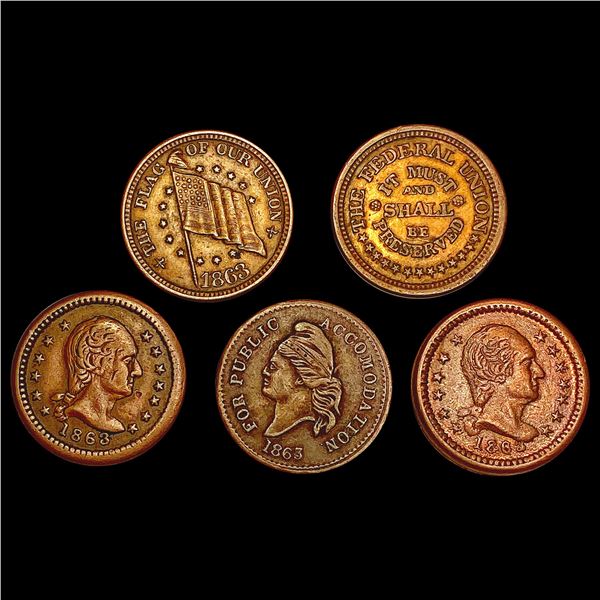 [5] 1863 Varied Tokens HIGH GRADE