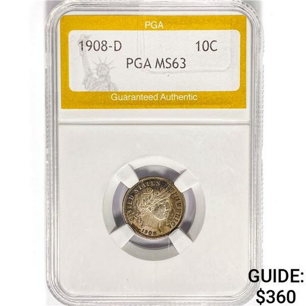 1908-D Barber Dime PGA MS63