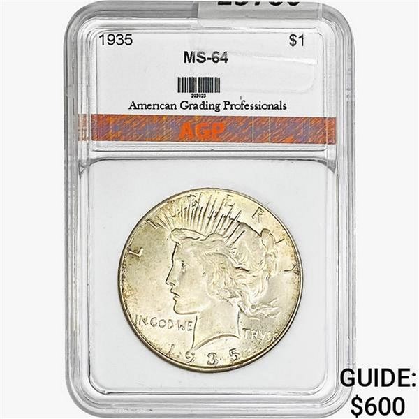 1935 Silver Peace Dollar AGP MS64