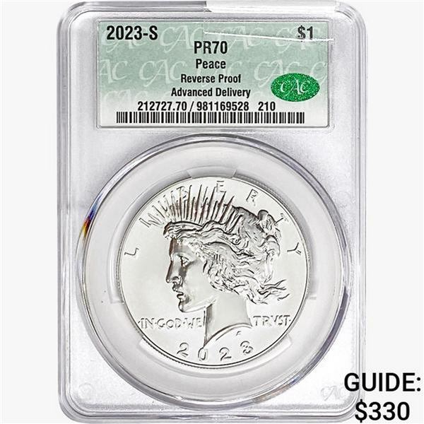 2023-S Silver Peace Dollar CAC PR70 Reverse Proof