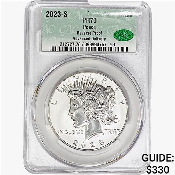 2023-S Silver Peace Dollar CAC PR70 Reverse Proof