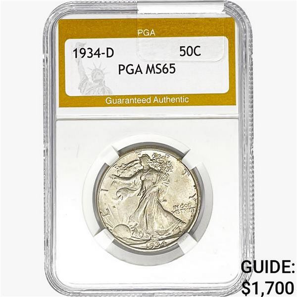 1934-D Walking Liberty Half Dollar PGA MS65