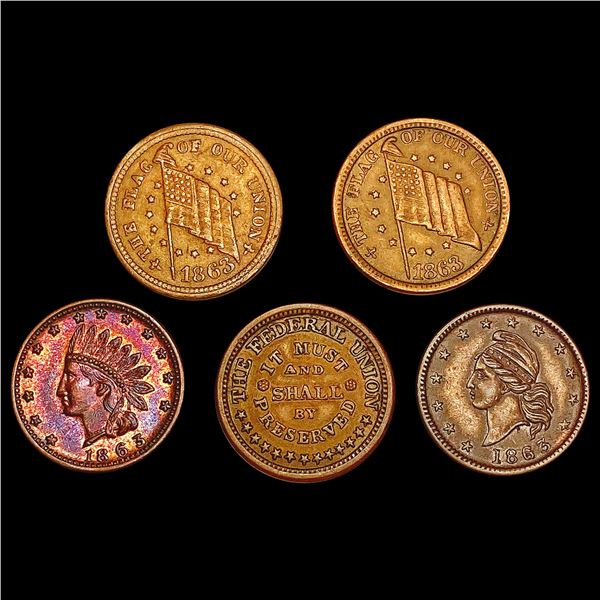 [5] 1863 Varied Tokens HIGH GRADE