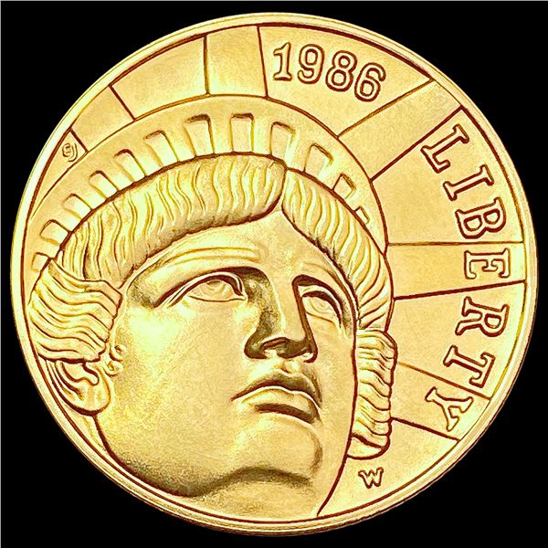 1986 1/4oz Gold Constitut. Bicent. $5 SUPERB GEM BU