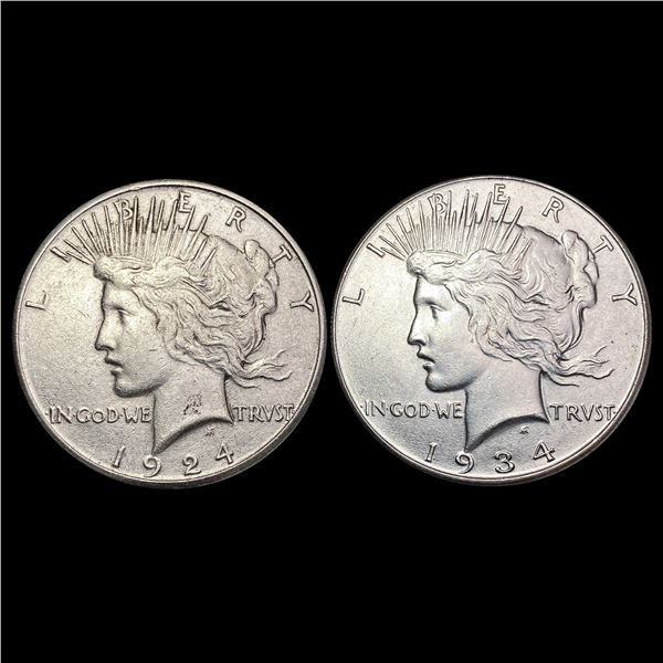 [2] 1924-S&1934 Silver Peace Dollar UNCIRCULATED