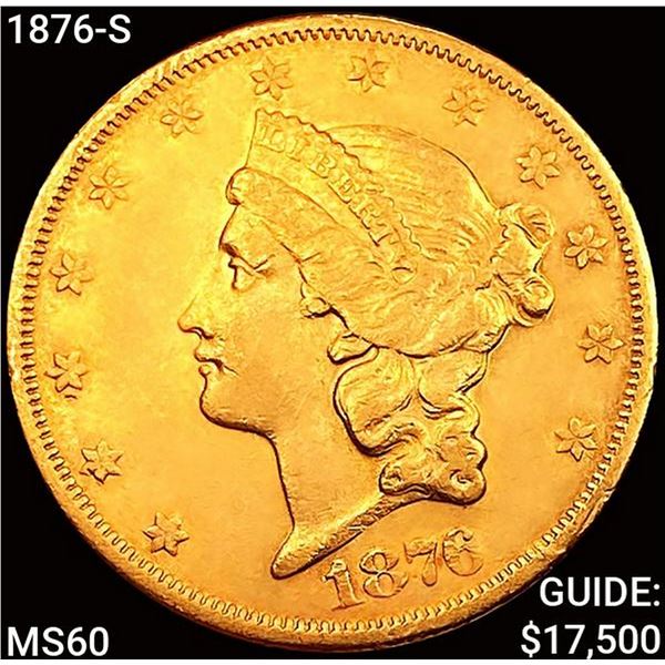 1876-S $20 Gold Double Eagle UNCIRCULATED