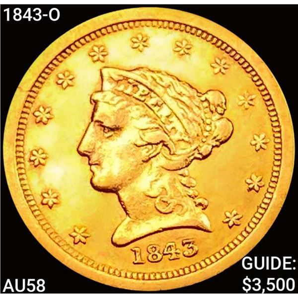 1843-O $2.50 Gold Quarter Eagle CHOICE AU
