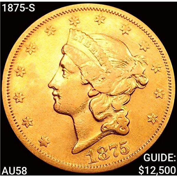 1875-S $20 Gold Double Eagle CHOICE AU