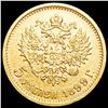 Image 2 : 1899 .1245oz Gold Russia 5 Roubles UNCIRCULATED