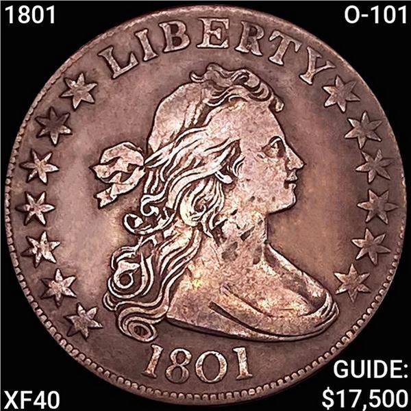 1801 O-101 Draped Bust Half Dollar NEARLY UNCIRCULATED