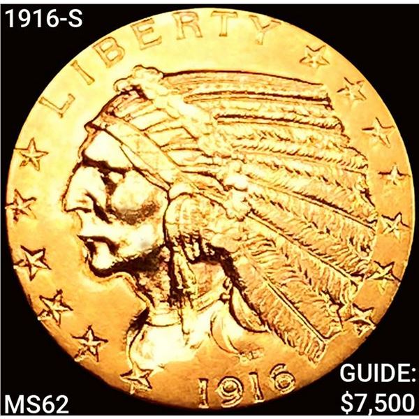 1916-S $5 Gold Half Eagle UNCIRCULATED