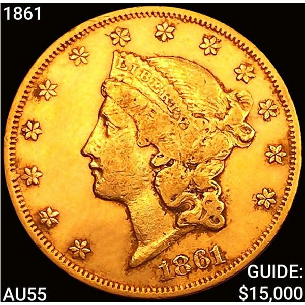 1861 $20 Gold Double Eagle HIGH GRADE