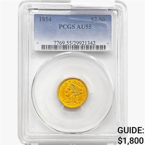 1854 $2.50 Gold Quarter Eagle PCGS AU55