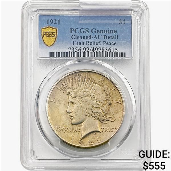 1921 Silver Peace Dollar PCGS Genuine AU Details  HR