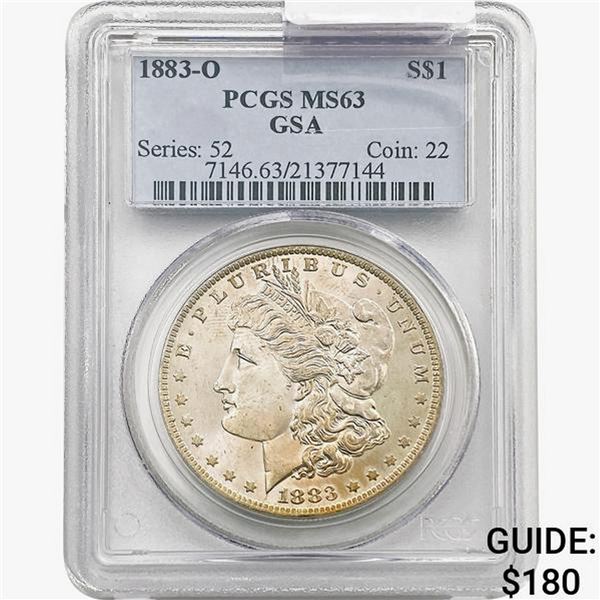 1883-O Morgan Silver Dollar PCGS MS63 GSA