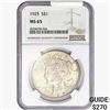 Image 1 : 1925 Silver Peace Dollar NGC MS65