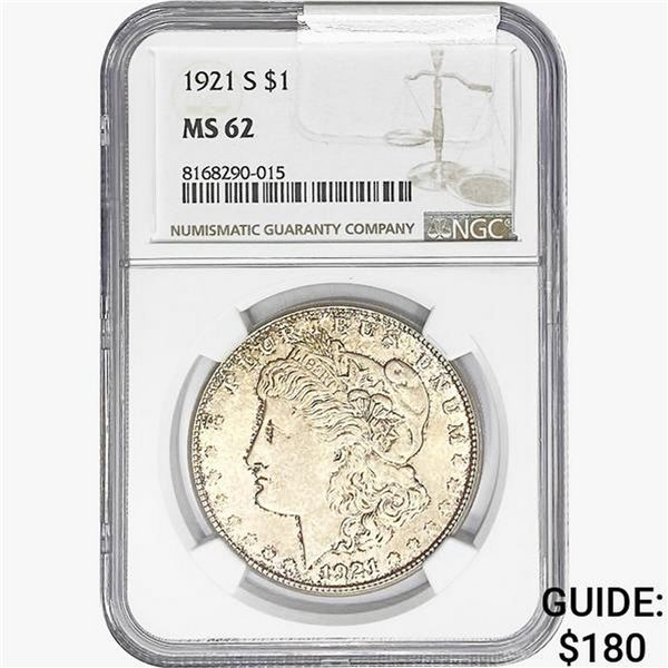 1921-S Morgan Silver Dollar NGC MS62
