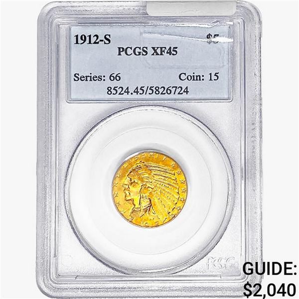 1912-S $5 Gold Half Eagle PCGS XF45