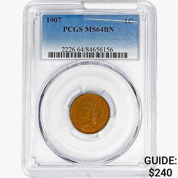 1907 Indian Head Cent PCGS MS64 BN