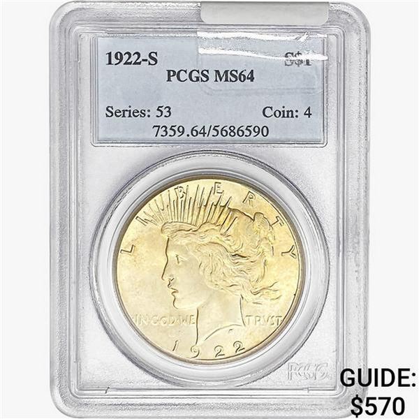 1922-S Silver Peace Dollar PCGS MS64