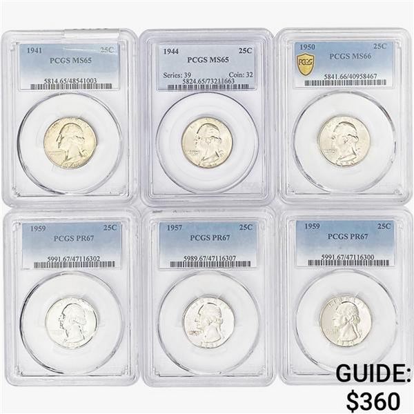 [6]1941-1959 Washington Silver Quarter PCGS MS/PR65-67