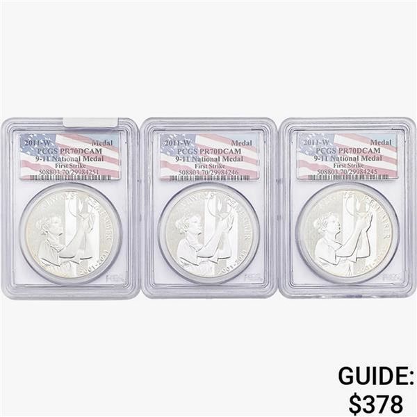 [3]2011-W 1oz Silver 9-11 Medal PCGS PR70 DCAM