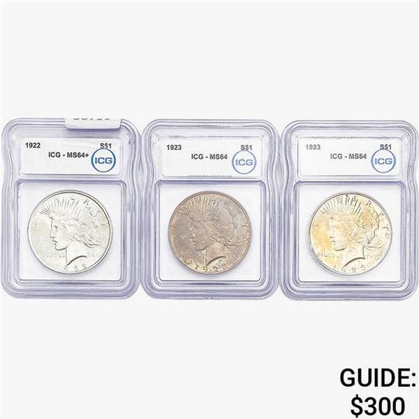 [3]1922-1923 Silver Peace Dollar ICG MS64/64+