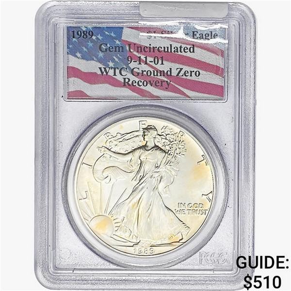 1989 Silver Eagle PCGS Gem UNC  WTC Ground Zero