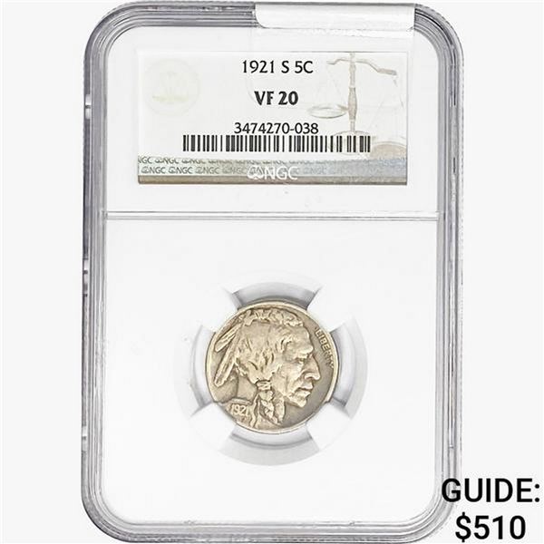 1921-S Buffalo Nickel NGC VF20
