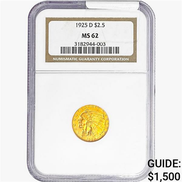 1925-D $2.50 Gold Quarter Eagle NGC MS62