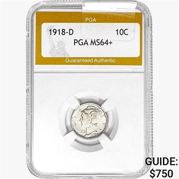 1918-D Mercury Silver Dime PGA MS64+