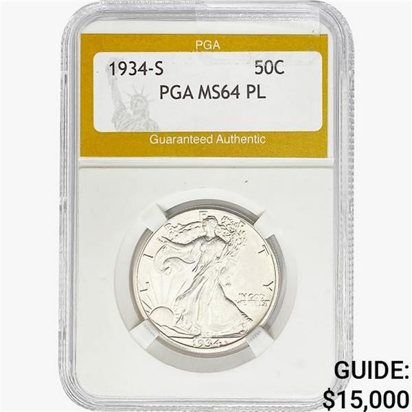 1934-S Walking Liberty Half Dollar PGA MS64 PL