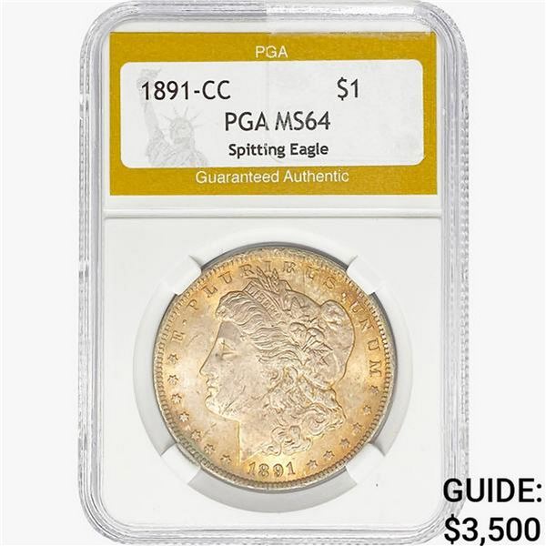 1891-CC Morgan Silver Dollar PGA MS64 Spit Eagle