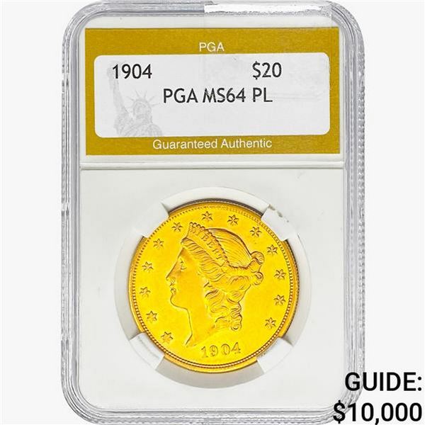 1904 $20 Gold Double Eagle PGA MS64 PL