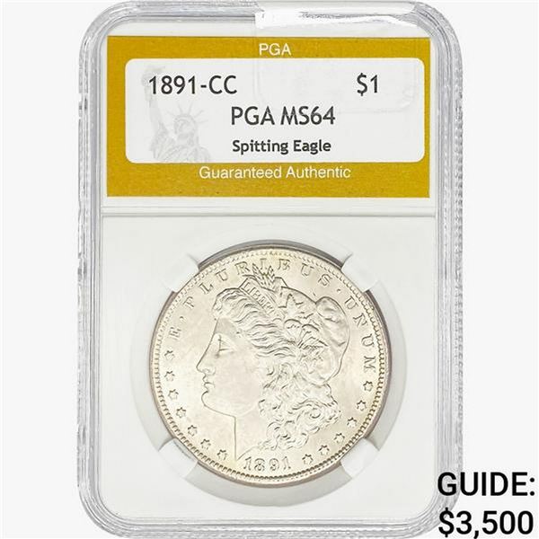 1891-CC Morgan Silver Dollar PGA MS64 Spit Eagle