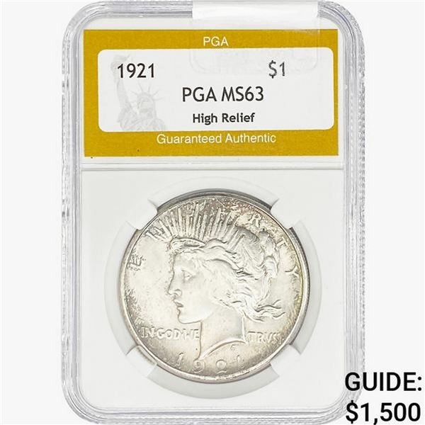 1921 Silver Peace Dollar PGA MS63 HR