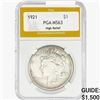 Image 1 : 1921 Silver Peace Dollar PGA MS63 HR