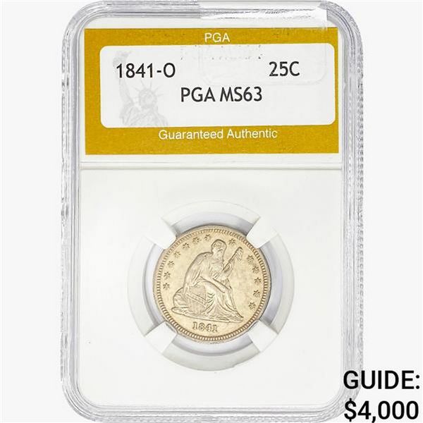 1841-O Seated Liberty Quarter PGA MS63